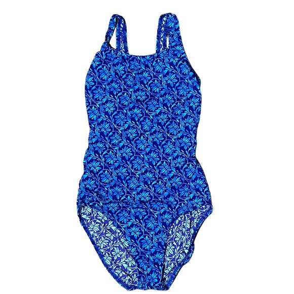 LL Bean Women's Blue Floral One-Piece Swimsuit Size 10 - Picture 7 of 15